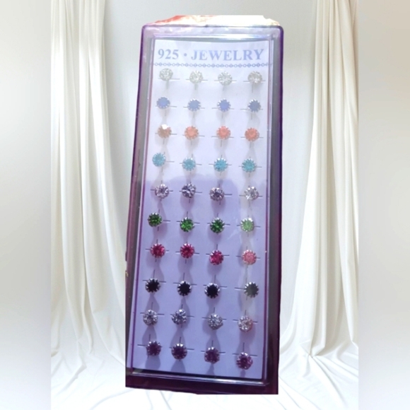 925 Sterling Silver Multicolor Pierced Earrings - Picture 1 of 3
